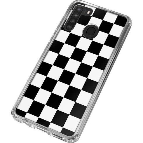 Black and White Checkered Galaxy A21 Clear Case