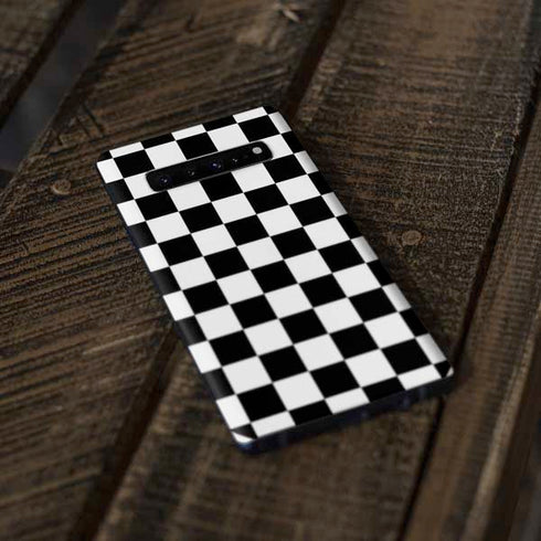 Black and White Checkered Galaxy S10 Plus Skin
