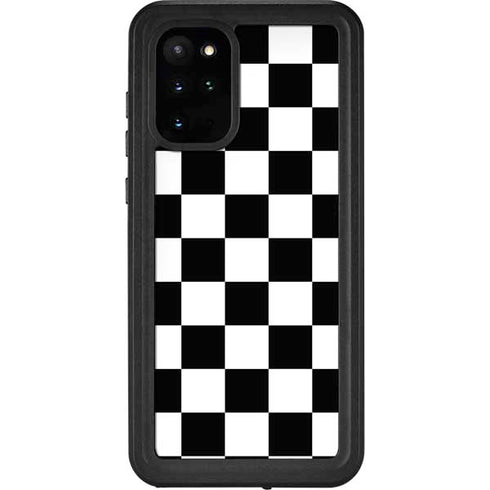 Black and White Checkered Galaxy S20 Plus Waterproof Case