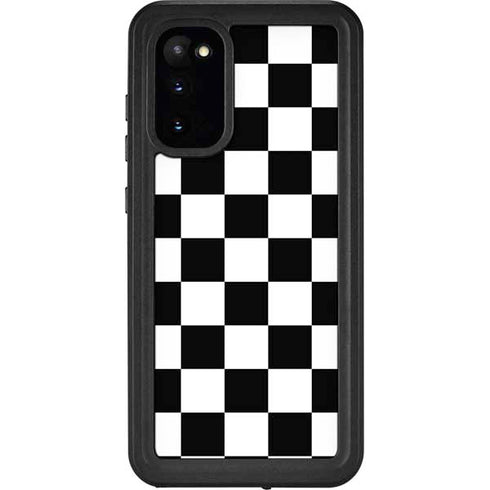 Black and White Checkered Galaxy S20 Waterproof Case