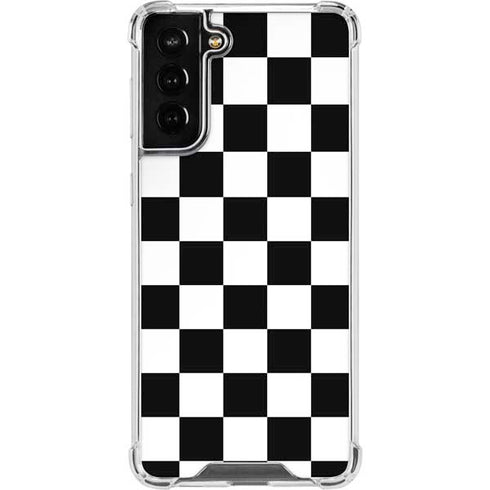 Black and White Checkered Galaxy S21 FE Clear Case