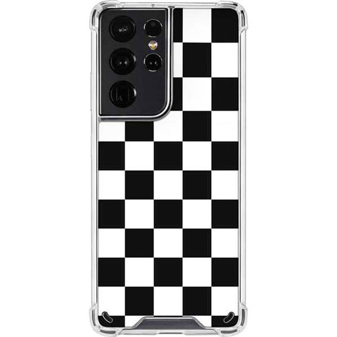 Black and White Checkered Galaxy S21 Ultra 5G Clear Case