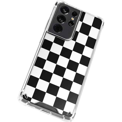 Black and White Checkered Galaxy S21 Ultra 5G Clear Case