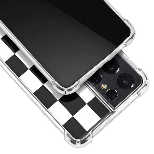 Black and White Checkered Galaxy S21 Ultra 5G Clear Case