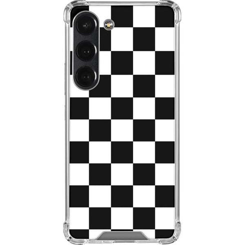 Black and White Checkered Galaxy S23 Clear Case