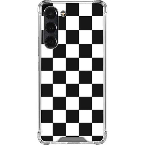 Black and White Checkered Galaxy S23 Plus Clear Case