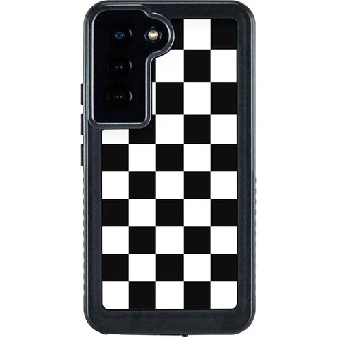Black and White Checkered Galaxy S23 Waterproof Case