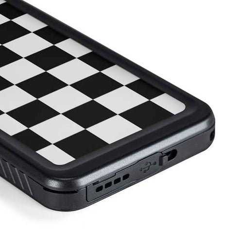 Black and White Checkered Galaxy S23 Waterproof Case