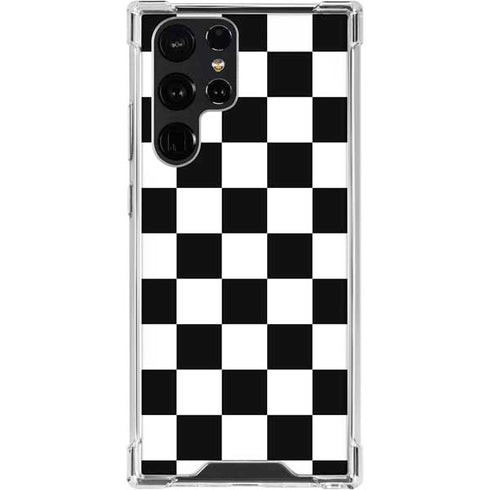 Black and White Checkered Galaxy S24 Ultra Clear Case