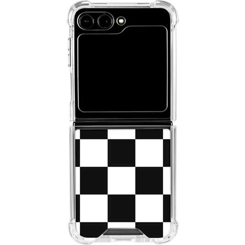 Black and White Checkered Galaxy Z Flip5 5G Clear Case