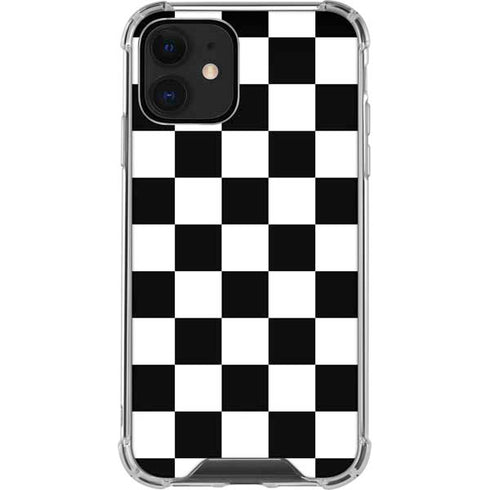 Black and White Checkered iPhone 12 Clear Case
