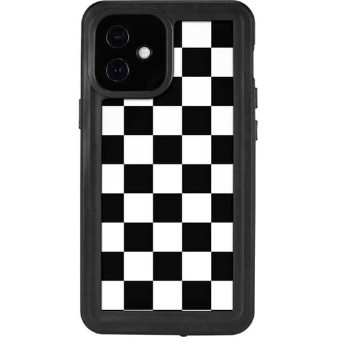 Black and White Checkered iPhone 12 Mini Waterproof Case