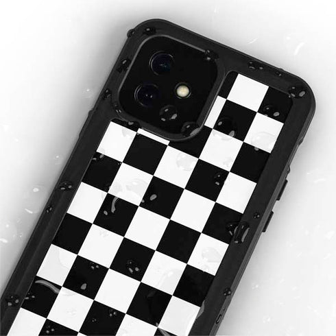 Black and White Checkered iPhone 12 Mini Waterproof Case