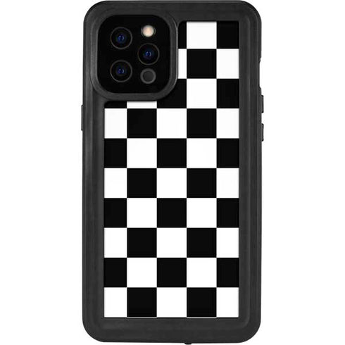 Black and White Checkered iPhone 12 Pro Max Waterproof Case