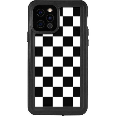 Black and White Checkered iPhone 12 Pro Waterproof Case