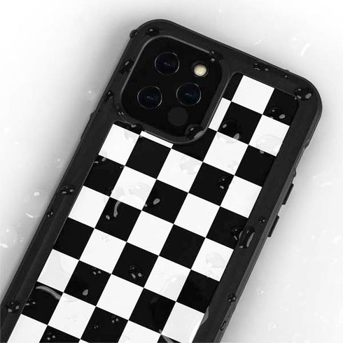 Black and White Checkered iPhone 12 Pro Waterproof Case