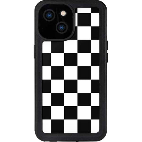 Black and White Checkered iPhone 13 Mini Waterproof Case