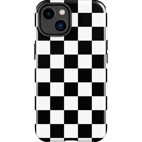 Black and White Checkered iPhone 15 Plus Impact Case