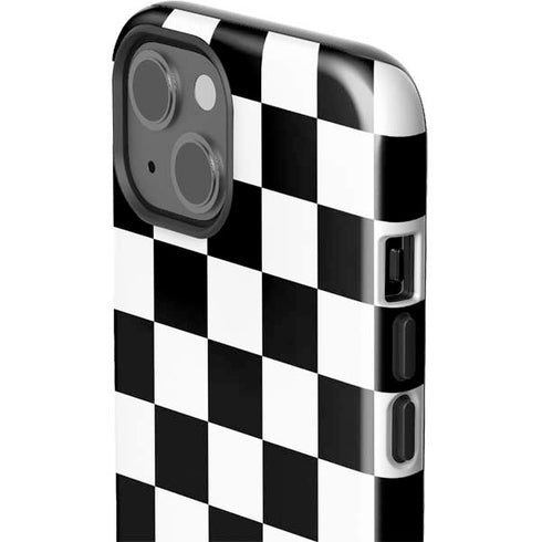Black and White Checkered iPhone 14 Plus Impact Case