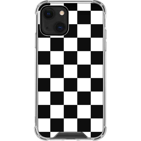 Black and White Checkered iPhone 15 Plus Clear Case