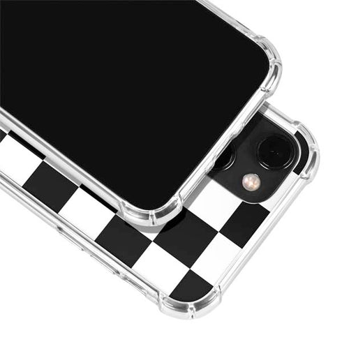 Black and White Checkered iPhone 15 Plus Clear Case