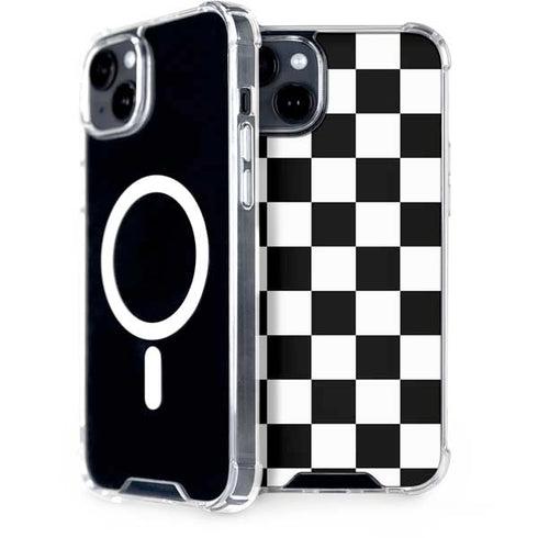 Black and White Checkered iPhone 15 Plus MagSafe Case