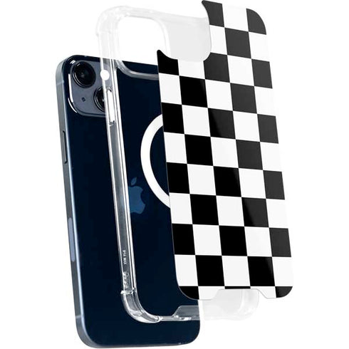 Black and White Checkered iPhone 15 Plus MagSafe Case