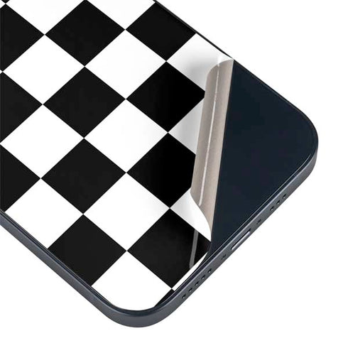 Black and White Checkered iPhone 15 Plus Skin
