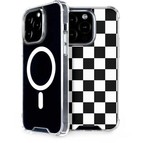 Black and White Checkered iPhone 15 Pro MagSafe Case