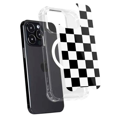 Black and White Checkered iPhone 15 Pro MagSafe Case