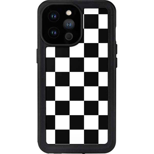 Black and White Checkered iPhone 14 Pro Max Waterproof Case
