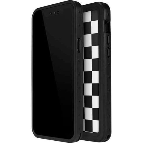 Black and White Checkered iPhone 14 Pro Max Waterproof Case