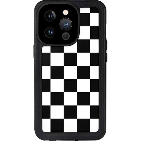 Black and White Checkered iPhone 14 Pro Waterproof Case