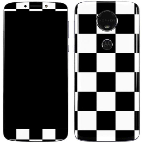 Black and White Checkered Moto E5 Plus Skin
