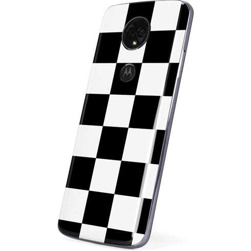 Black and White Checkered Moto E5 Plus Skin