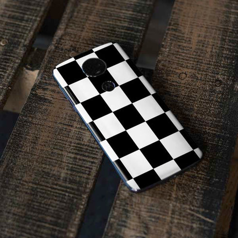 Black and White Checkered Moto E5 Plus Skin