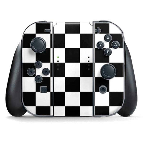 Black and White Checkered Nintendo Switch (2017-2021) Joy-Con Controller Skin
