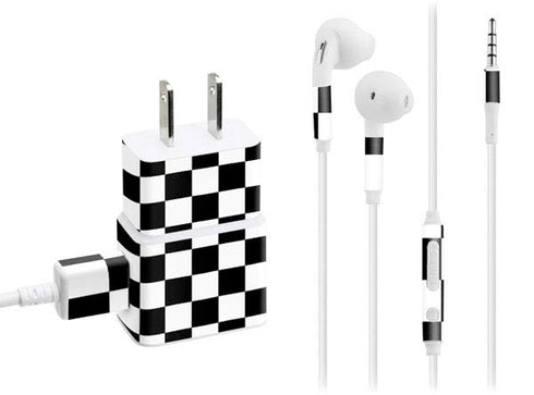 Black and White Checkered Phone Charger Skin