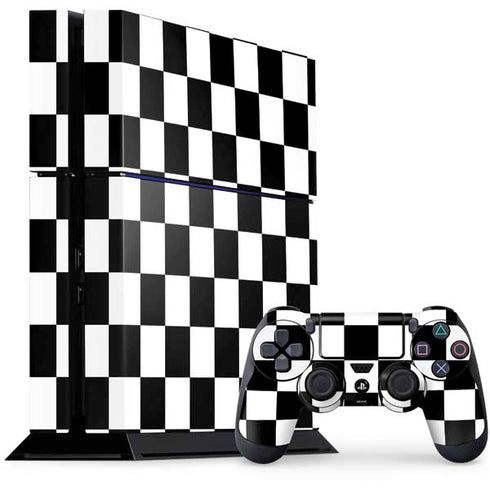 Black and White Checkered PS4 Console and Controller Bundle Skin