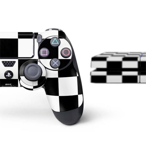 Black and White Checkered PS4 Console and Controller Bundle Skin