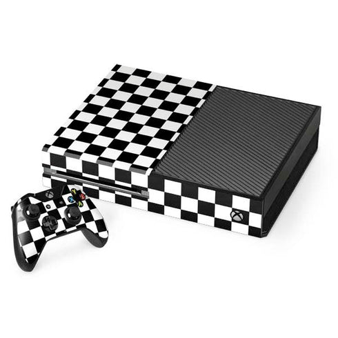 Black and White Checkered Xbox One Console and Controller Bundle Skin