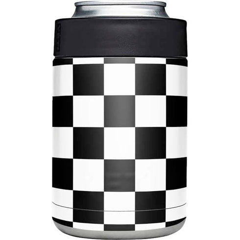 Black and White Checkered Yeti Colster Can Insulator Skin