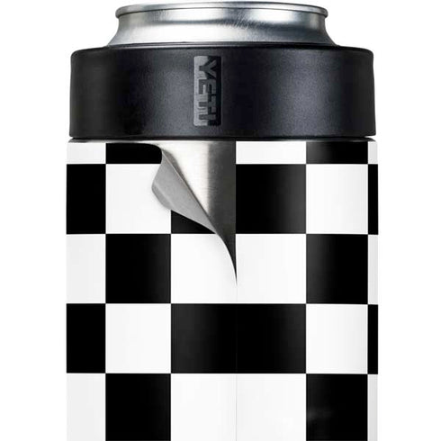 Black and White Checkered Yeti Colster Can Insulator Skin