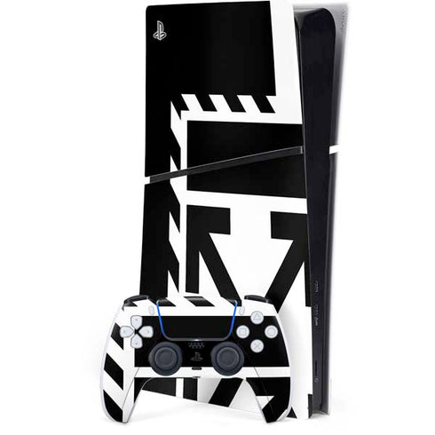 Black and White Geometric Shapes PS5 Slim Digital Edition Bundle Skin