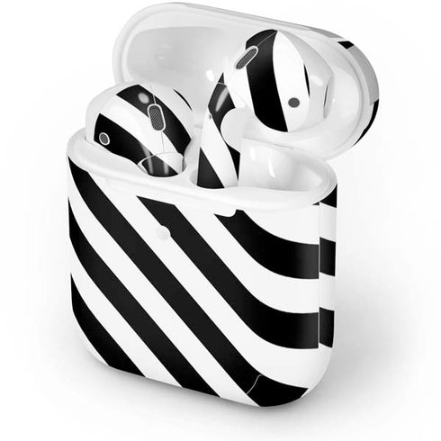 Black and White Geometric Stripes Apple AirPods Skin