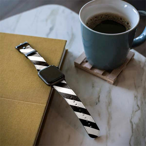Black and White Geometric Stripes Apple Watch Band 42-44mm
