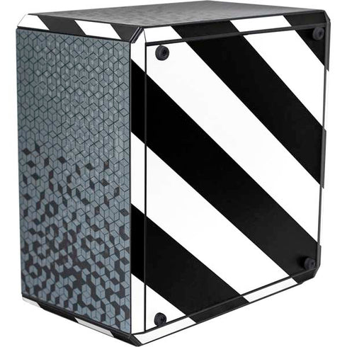 Black and White Geometric Stripes Cooler Master MasterBox Q300L Mini Tower Skin