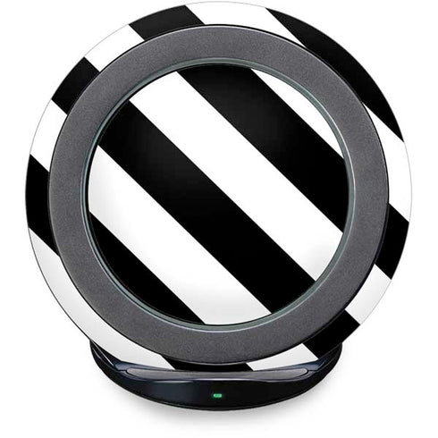 Black and White Geometric Stripes Fast Charge Wireless Charging Stand Skin