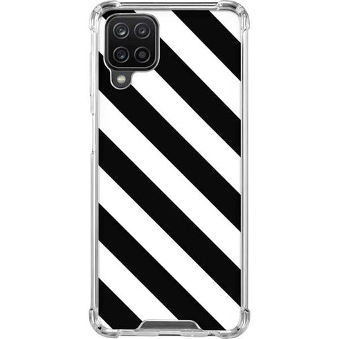 Black and White Geometric Stripes Galaxy A12 Clear Case