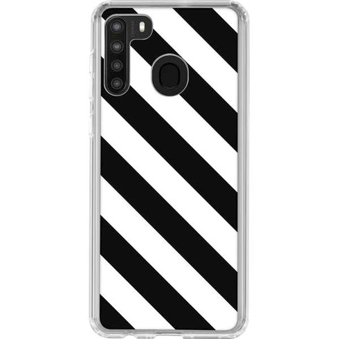 Black and White Geometric Stripes Galaxy A21 Clear Case